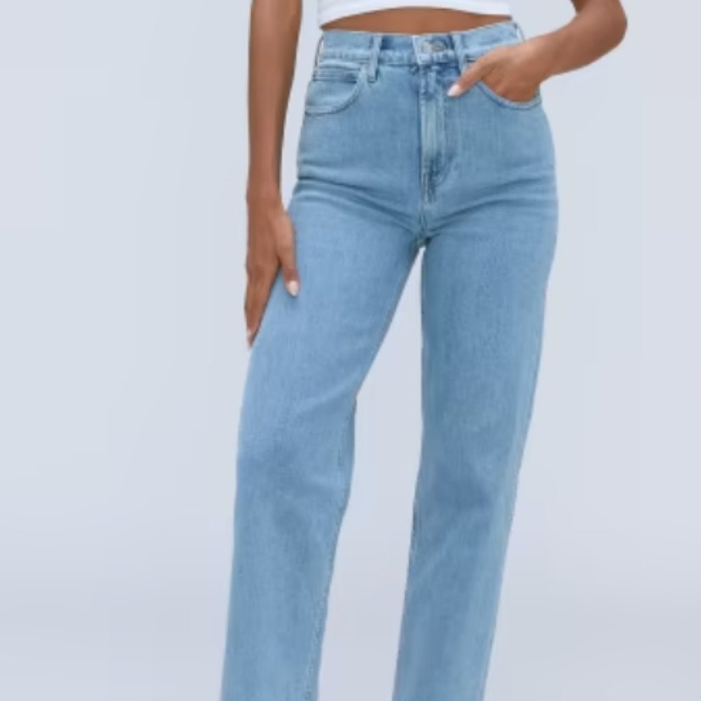 Everlane Way High Jean - Light Indigo Size 25R, Straight Leg Jean